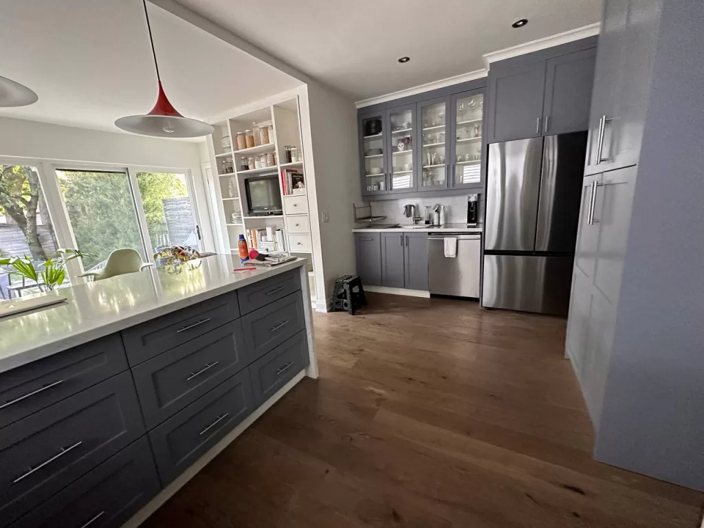 Logan Avenue cupboard and cabinet paint + flooring after 1