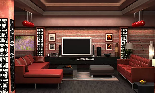 Interior Visualization of a living room. All pictures on the wall are derived from my own artwork and pose no copyright infringement.