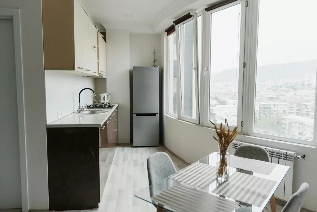 open kitchen with limited space