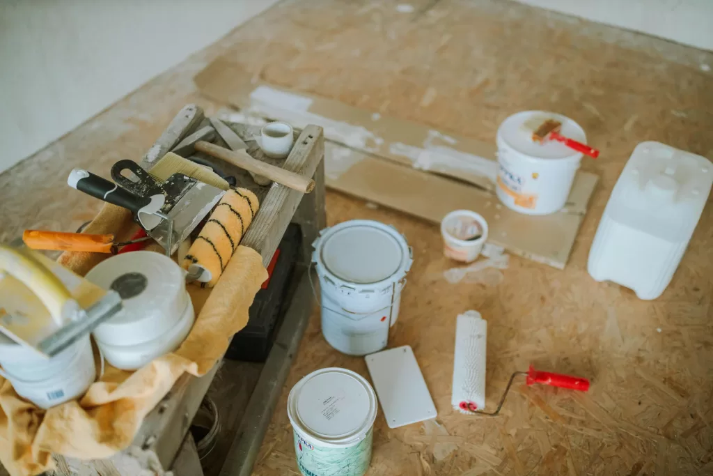 tools and paints for a remodel