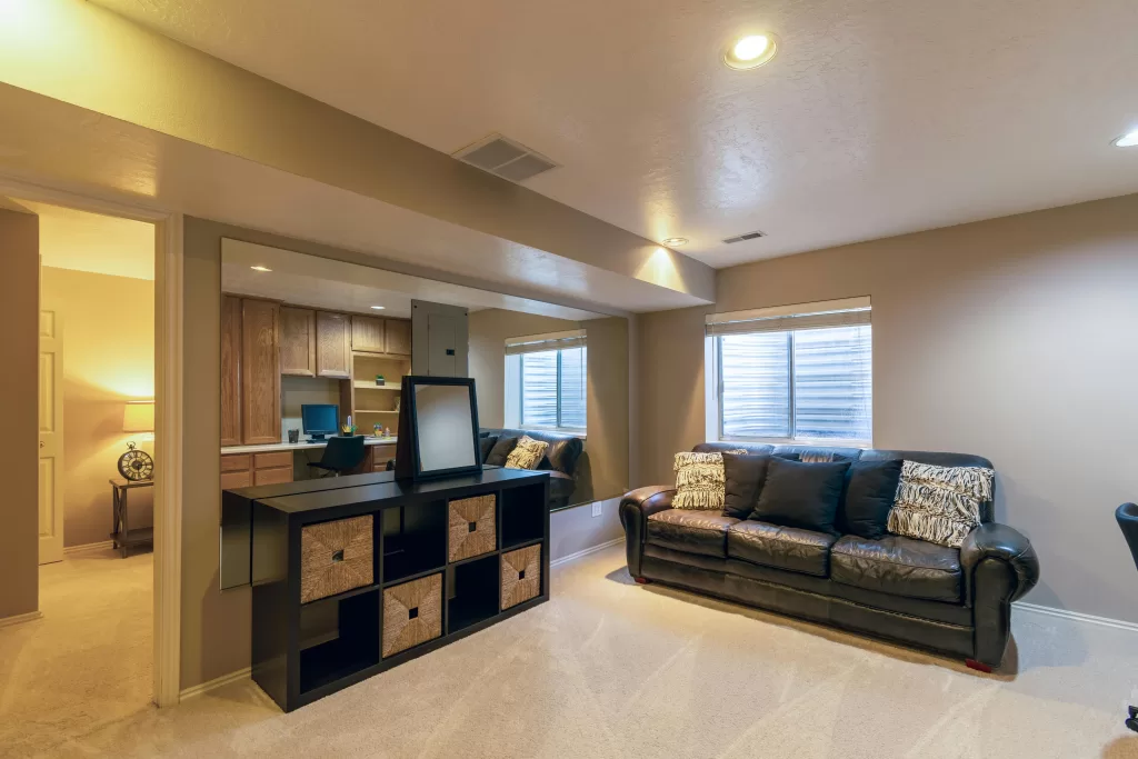 Finished Basement with furniture