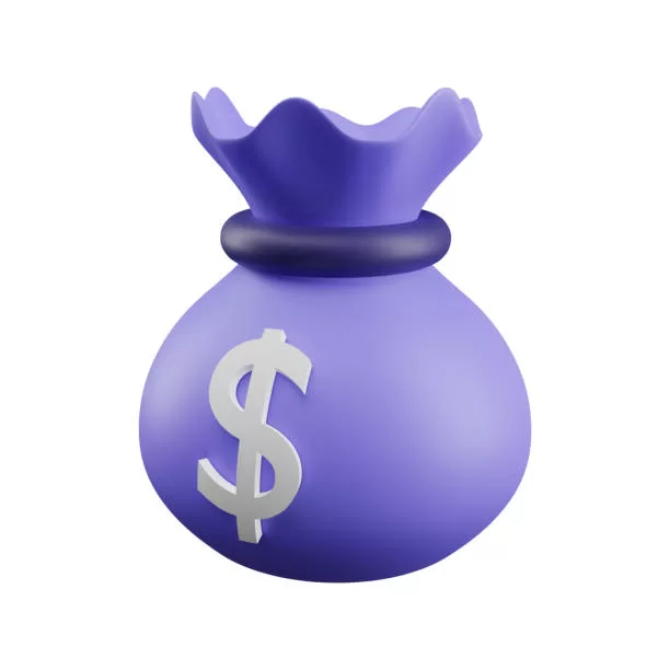 3D Rendering of money bag icon, money saving concept, isolated on white background