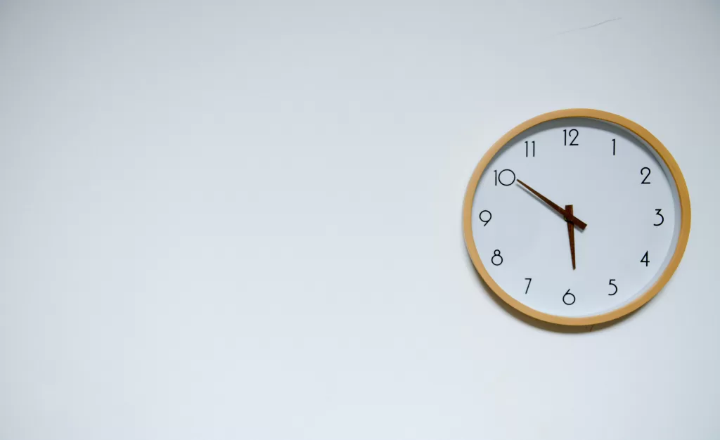 clock on right hand side of wall