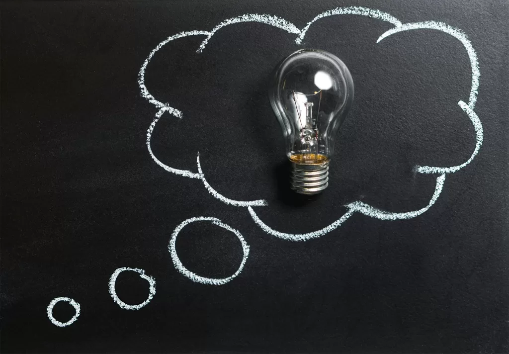 Lightbulb in bubble thought
