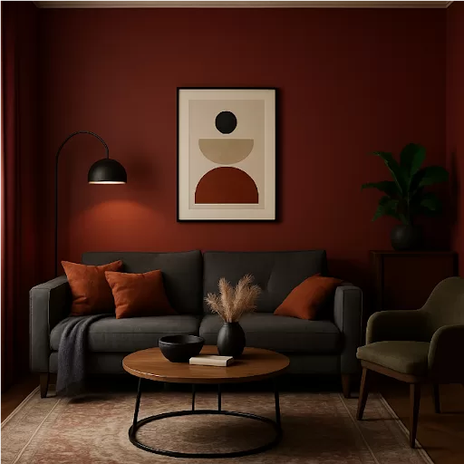 red walls in Toronto living room.