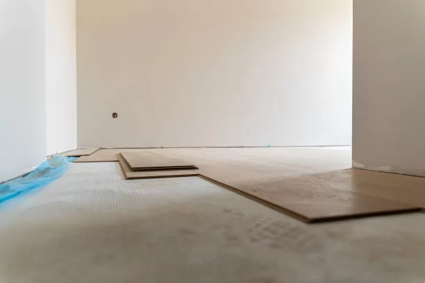 Sound‑rated flooring underlayment used in a Toronto condominium.