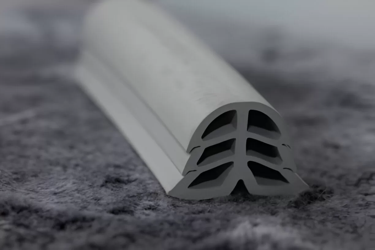 Extruded rubber dilatation for Toronto door soundproofing.