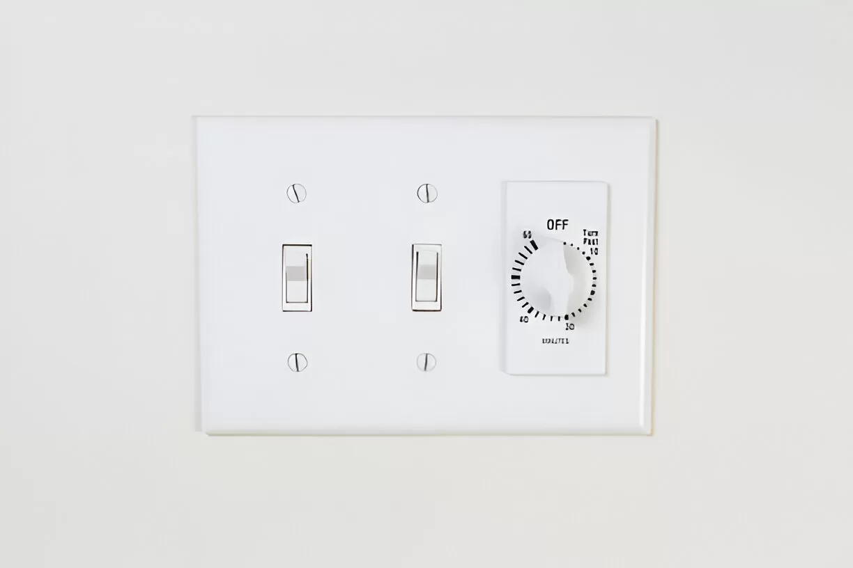 Bathroom fan control options with timer.