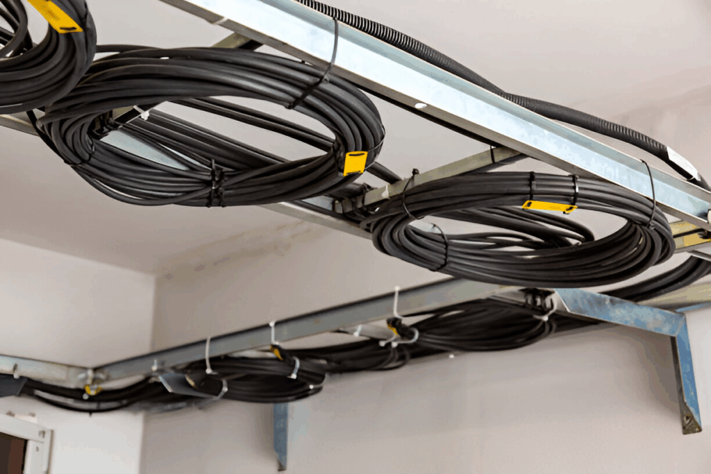 Separated cable pathways for clean low‑voltage management.