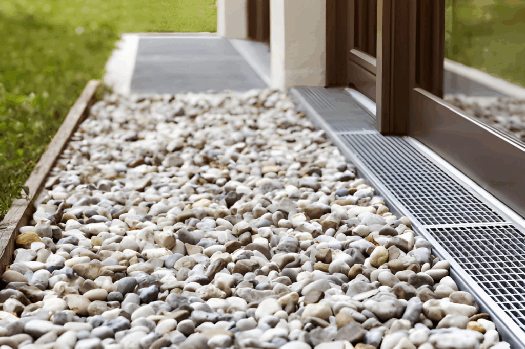 Basement side entrance with trench drain
