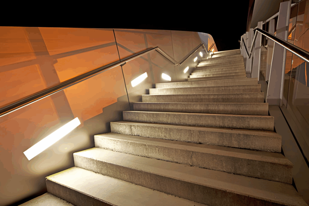 deck cap lights stair lighting evening Toronto