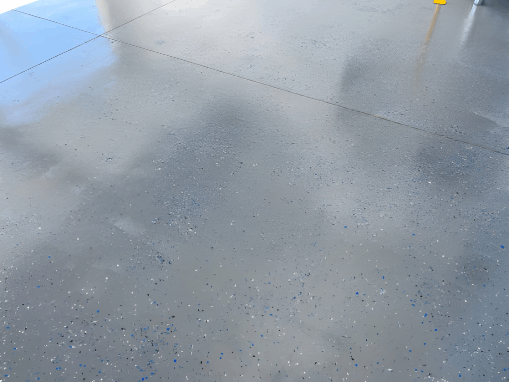 epoxy garage floor speckled chip system close up