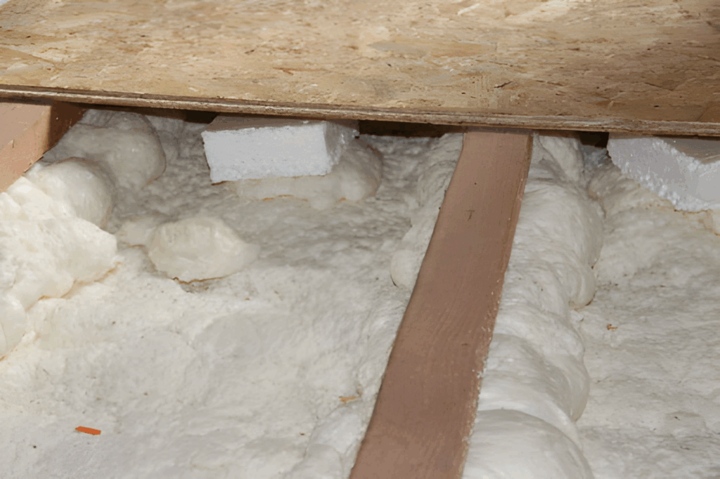sealing top plate gaps with foam prior to insulating the attic.