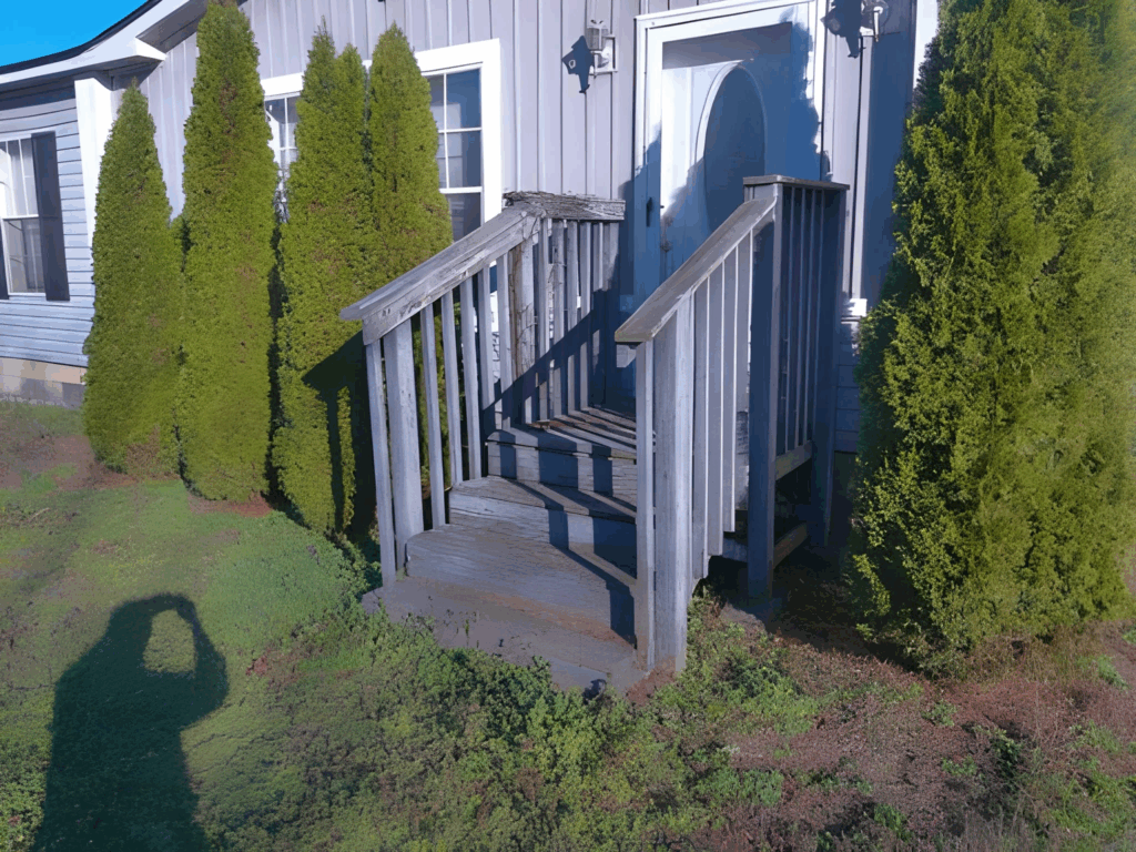 Aging front porch on a Toronto semi before renovation.