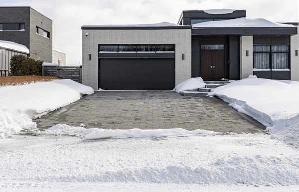 Toronto heated driveway clear of snow after snow storm.