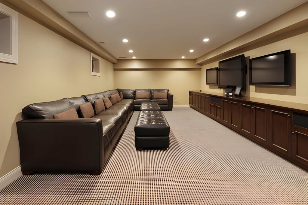 hero image - modern basement recreation room
