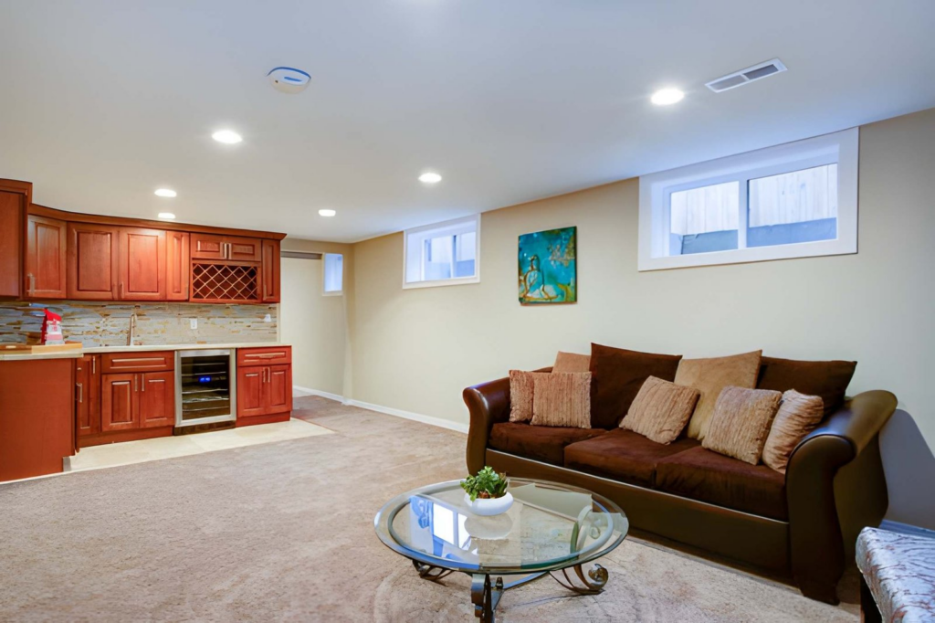 basement renovation services image 3 - modern basement living area and kitchen