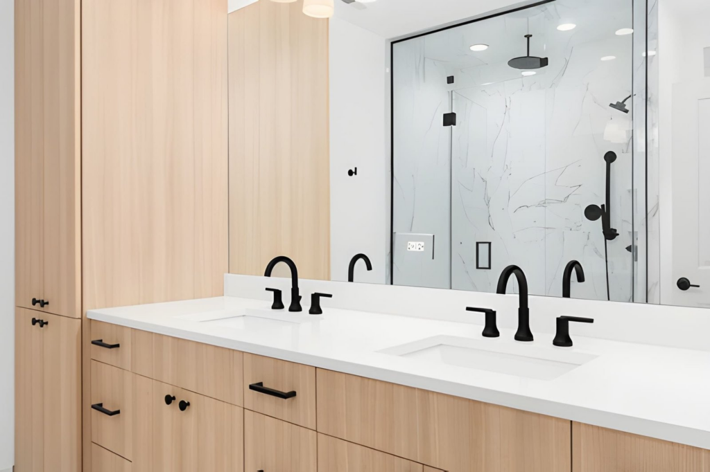 explore our work image 2 - bathroom remodel wooden cabinets