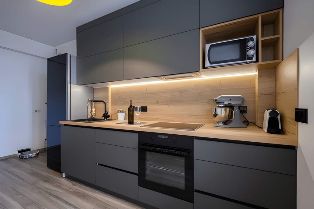 hero image - modern dark cabinet kitchen renovation