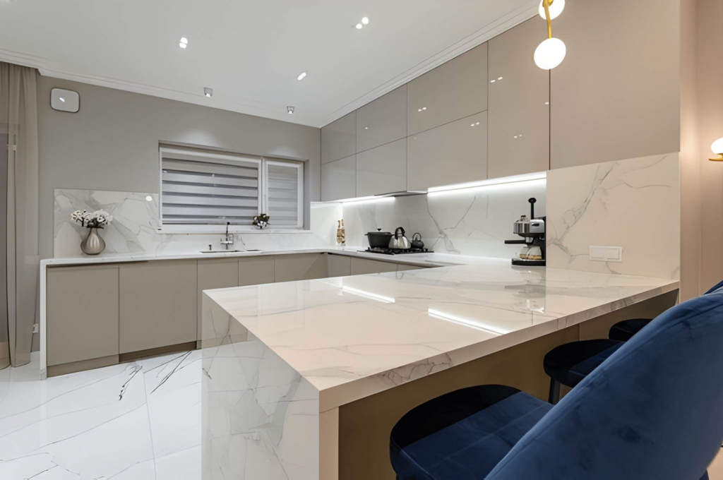 explore our work image 1 - modern kitchen renovation, quartz cabinetry & flooring