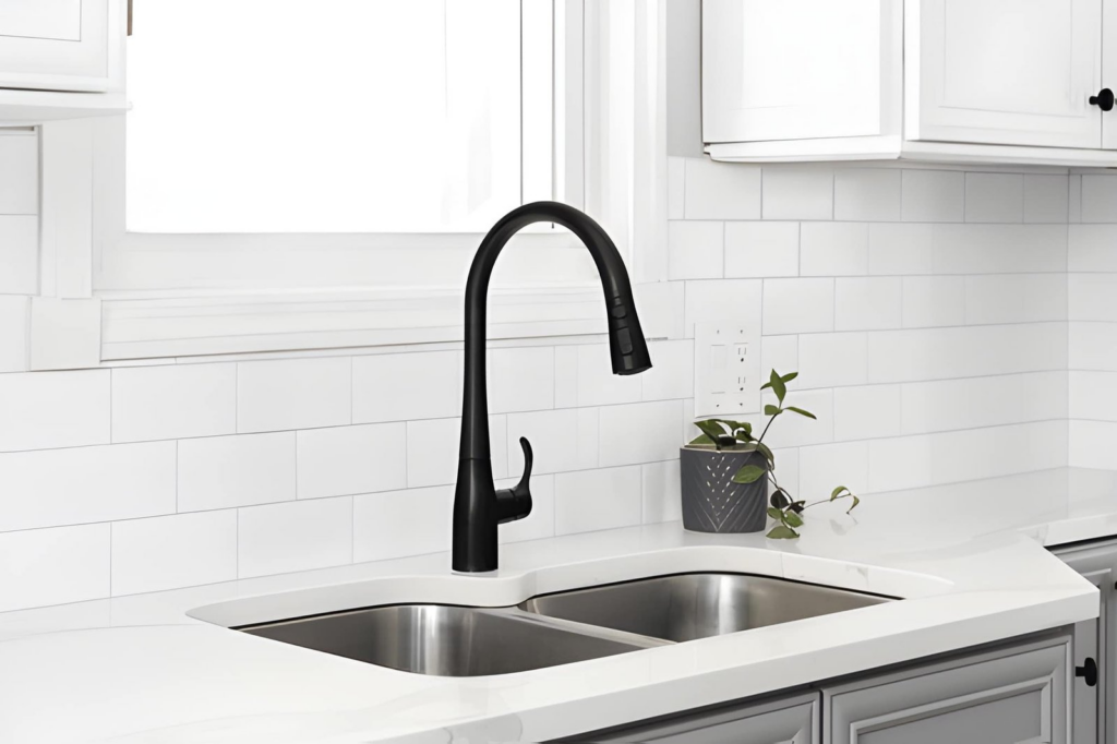 explore our work image 2 - modern remodeled kitchen sink, white backsplash