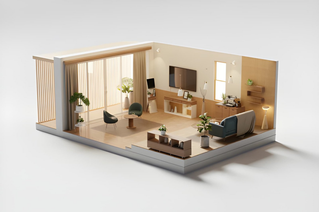 renovation services image 2 - interior design perspective view modern living room