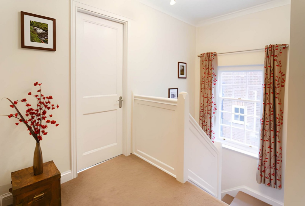 fully painted upstairs hallway in modern home