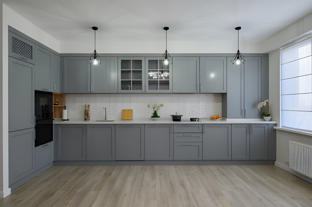 modern kitchen after full renovation (painting, flooring, etc.)