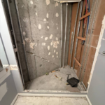 Windermere Avenue bathroom renovation process, stripped shower