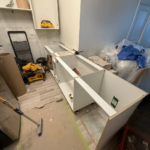 Windermere Avenue kitchen renovation process, stripped cupboard