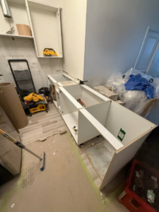 Windermere Avenue kitchen renovation process, stripped cupboard