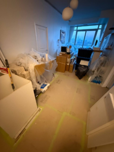 Windermere Avenue kitchen renovation process, stripped flooring