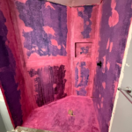 Windermere Avenue bathroom renovation process, primed shower