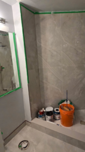 Windermere Avenue bathroom renovation process, tiled shower