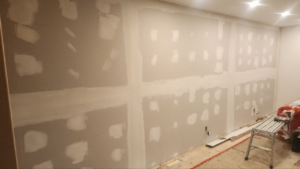 Roselawn Ave process. living room drywall primed