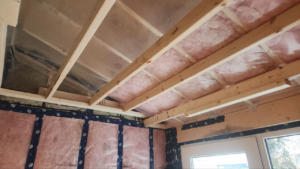 Roselawn Ave process mudroom wall framing & insulation
